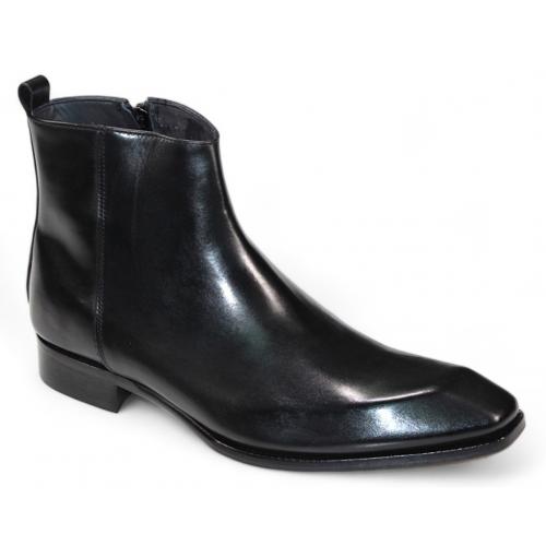 Duca Di Matiste "Romano" Black Genuine Italian Calf Leather Ankle Boots.